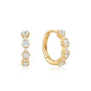 Ania Haie 14kt Yellow Gold White Sapphire & Blue Topaz Huggie Hoop Earrings